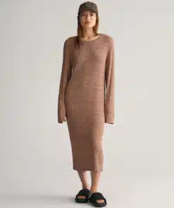 Gant Woman Textured Knit Dress Roasted Walnut