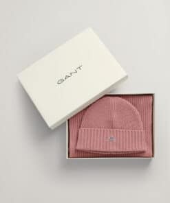 Gant Woman Shield Beanie & Scarf Gift Set Dusty Rose