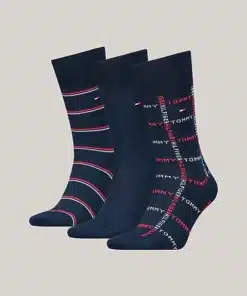 Tommy Hilfiger 3-Pack Grind Stripe Socks Navy