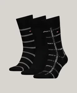 Tommy Hilfiger 3-Pack Grind Stripe Socks Black