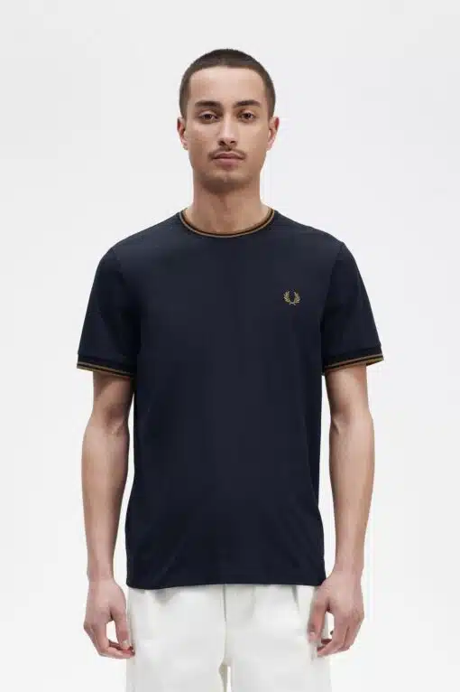 Fred Perry Twin Tipped T-shirt Navy / Dark Caramel