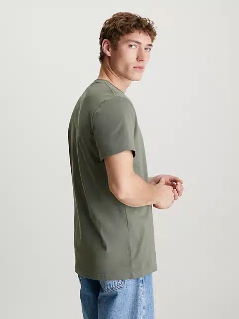 Buy Calvin Klein Cotton Badge Fashion Scandinavian T-Shirt Store Dusty Olive 