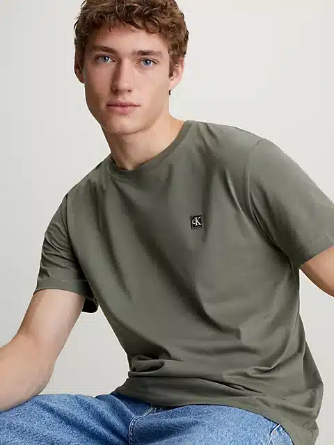 Buy Calvin Klein Cotton Badge T-Shirt Dusty Olive - Scandinavian Fashion  Store