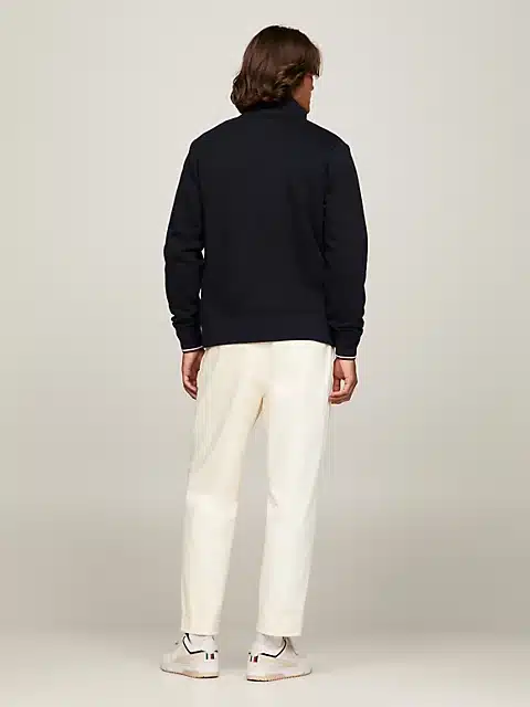 Buy Tommy Hilfiger Logo Mix Media Zip Through Sweatshirt Desert Sky -  Scandinavian Fashion Store | Sweatshirts
