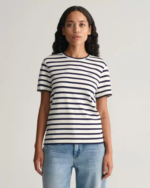 Gant Woman Striped ss T-Shirt Classic Blue