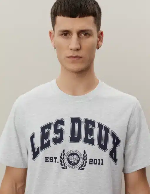 Les Deux University T-shirt Snow Melange/Dark Navy