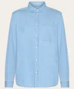 Knowledge Cotton Apparel Loose Denim Shirt Bleached Blue