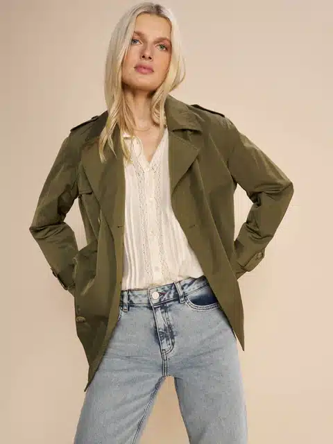 Buy Mos Mosh Silma Short Trenchcoat Burnt Olive - Scandinavian Fashion ...