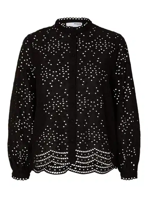 Selected Femme Tatiana Embroidery Shirt Black