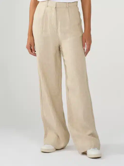 Knowledge Cotton Apparel Posey Wide Linen Pants Light Feather Gray