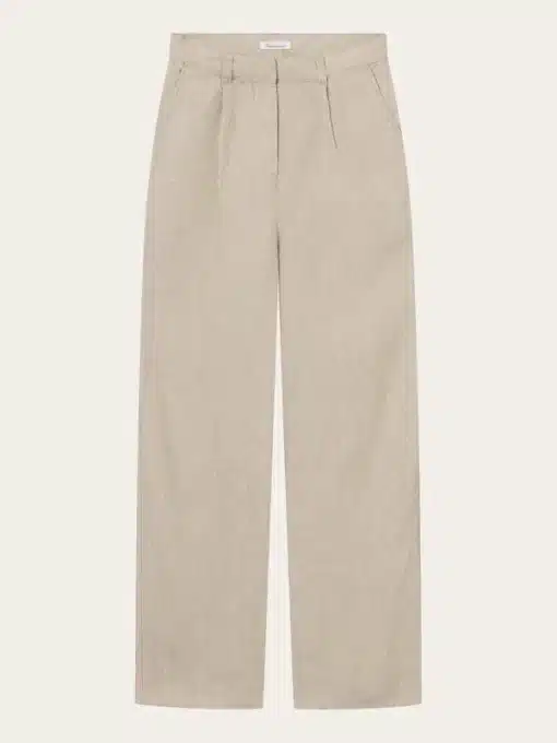 Knowledge Cotton Apparel Posey Wide Linen Pants Light Feather Gray