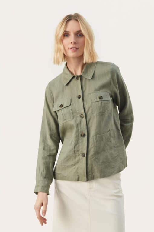 Buy Part Two Elnora Linen Jacket Vetiver - Scandinavian Fashion Store