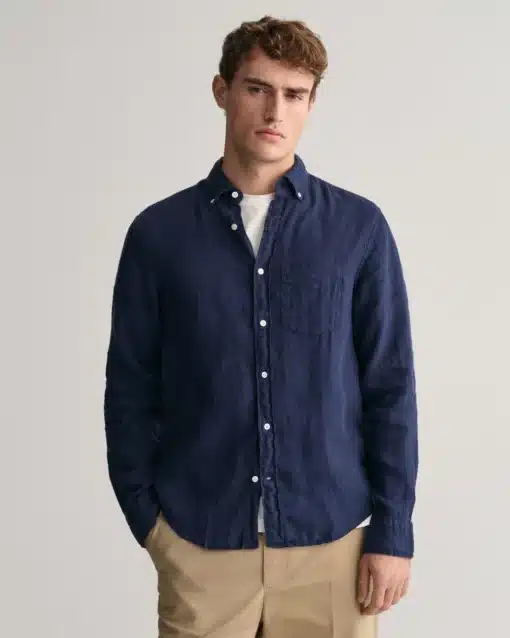 Gant Garment Dyed Linen Shirt Marine