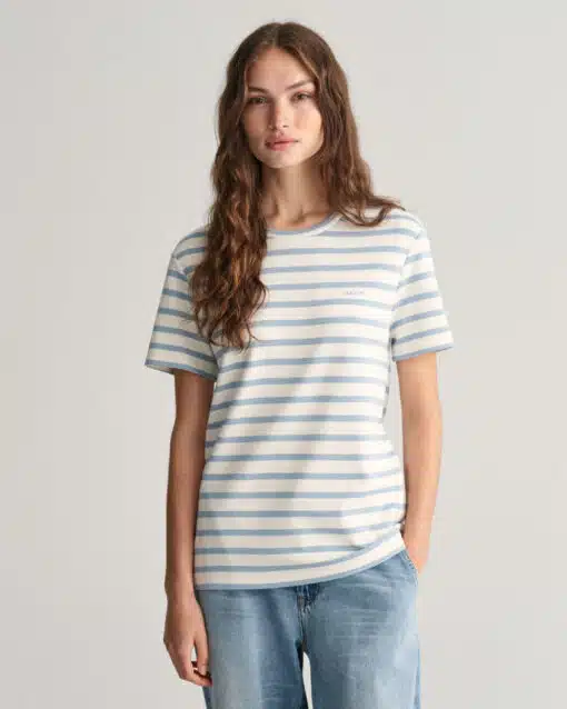 Gant Woman Striped T-Shirt Dove Blue