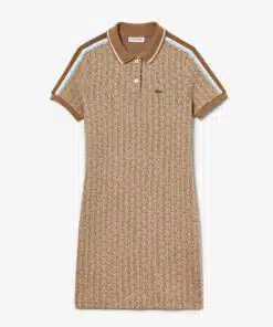Lacoste Monogrammed Jaqcquard Dress Beige/Brown