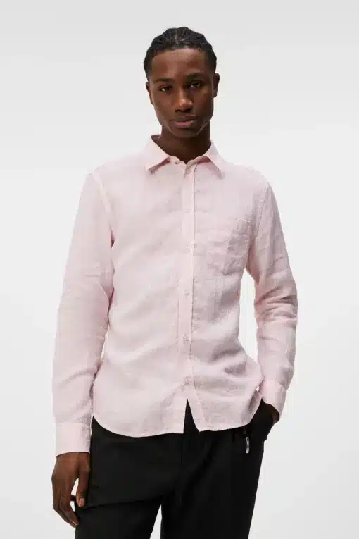 J.Lindeberg Slim Linen Melange Shirt Powder Pink