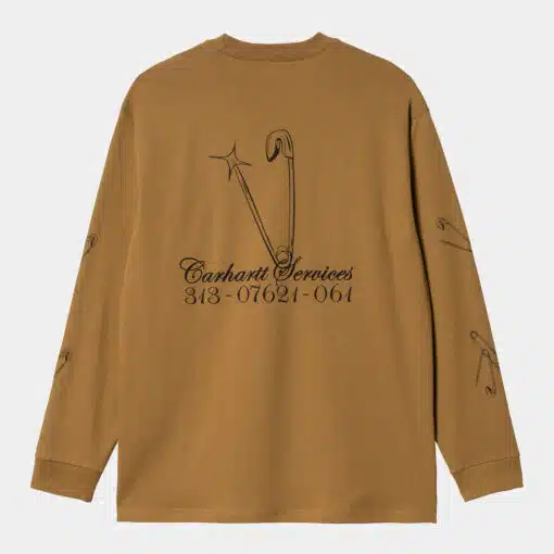 Carhartt WIP L/S Safety Pin T-Shirt Hamilton Brown/Black