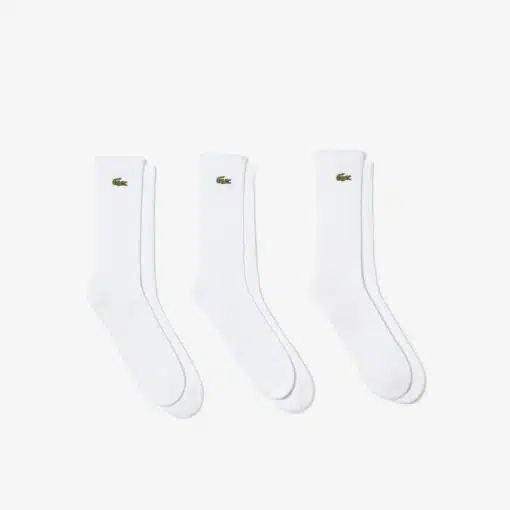 Lacoste Unisex Lacoste Sport High-Cut Socks Three Pack White
