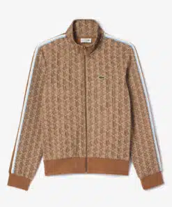 Lacoste Paris Jaquard Monogram Zipped Sweatshirt Beige/Brown