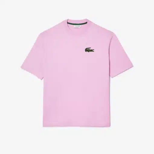 Lacoste Unisex Loose Fit Large Crocodile Heavy Cotton T-shirt Pink