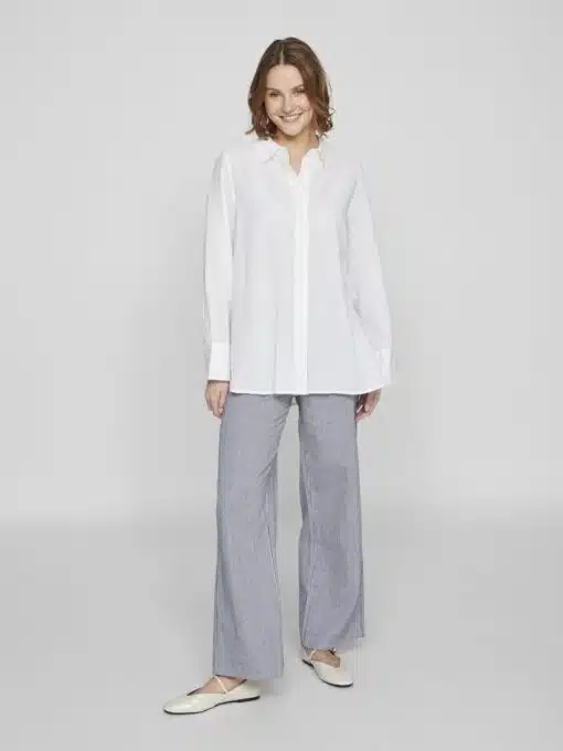 Vila Linaja Button Linen Shirt Bright White