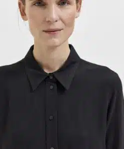 Selected Femme Viva Linen Shirt Black