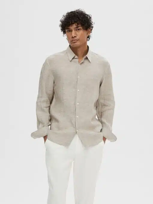 Selected Homme Regkylian Linen Shirt Vetiver