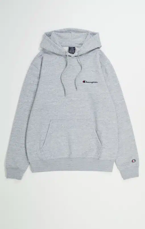 Champion Embroidered Small Script Logo Hoodie Light Grey
