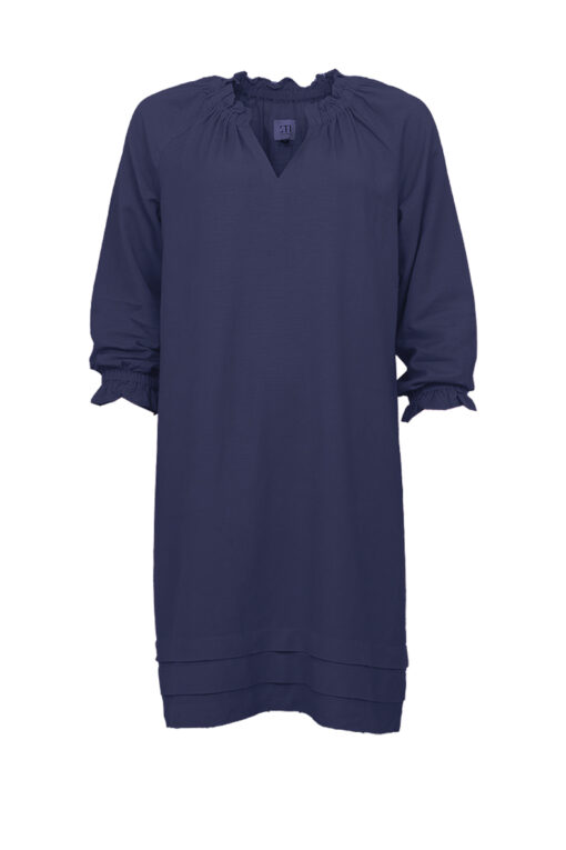 STI Khloenna Linen Tunic Dress Dark Blue