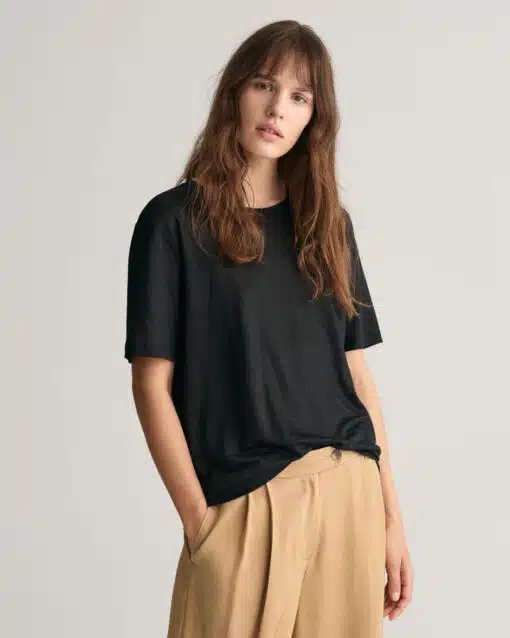 Gant Woman Linen ss T-shirt Black