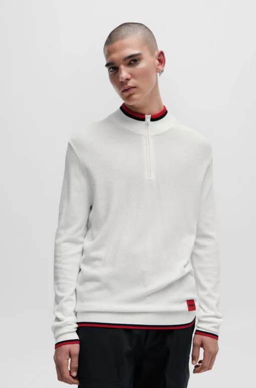 Hugo Saikk Zip Sweater White