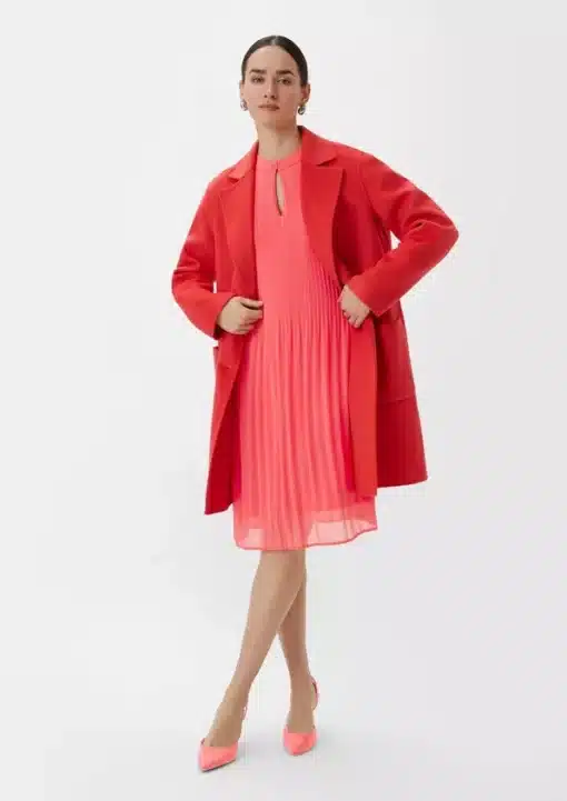 Comma Chiffon Plisee Dress Coral Red