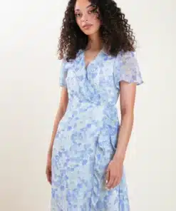Dry Lake Takita Dress Blue Flower Print