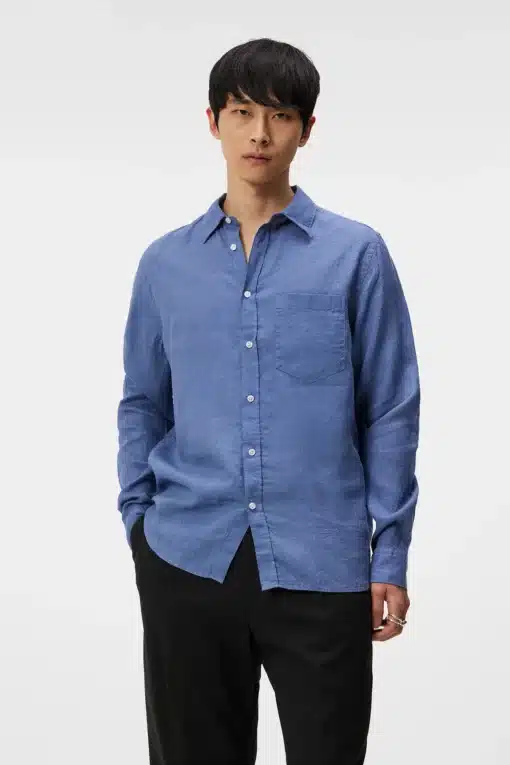 J.Lindeberg Clean Linen Shirt Bijou Blue