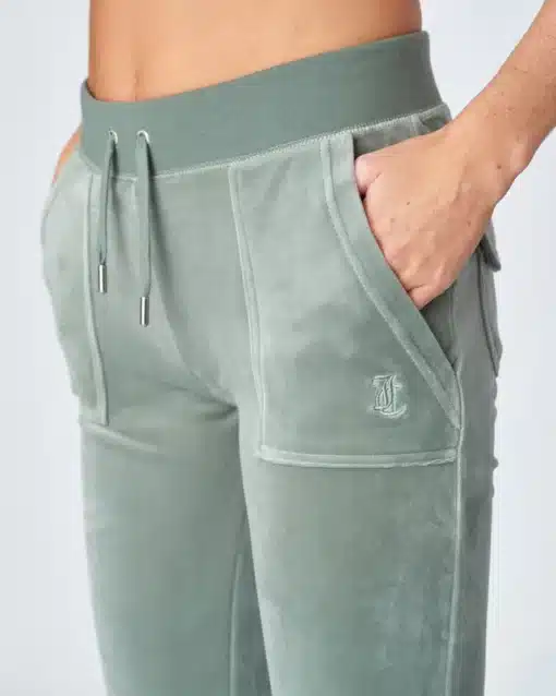 Juicy Couture Classic Velour Del Ray Pocket Pant Chinois Green