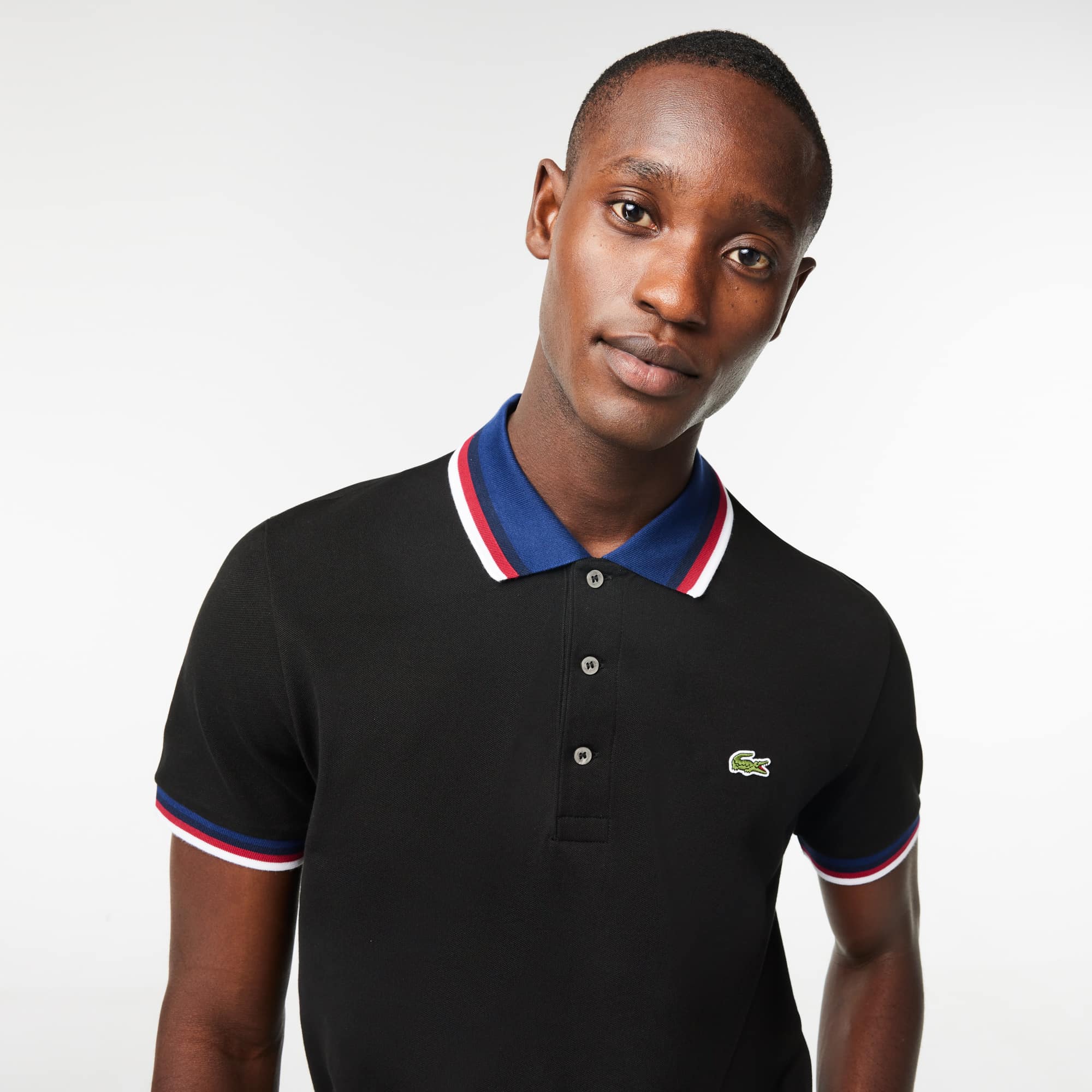 Buy Lacoste Regular Fit Polo Shirt With Contrasting Collar Black Scandinavian Fashion Store