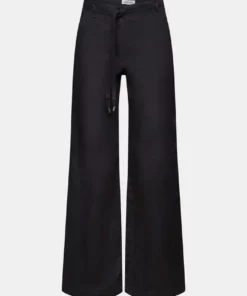 Esprit Wide Linen Pants Black