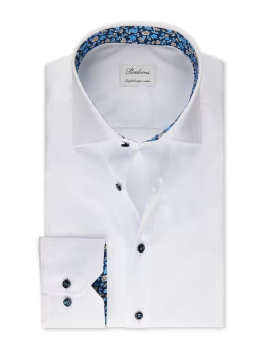 Stenströms White Contrast Twill Shirt