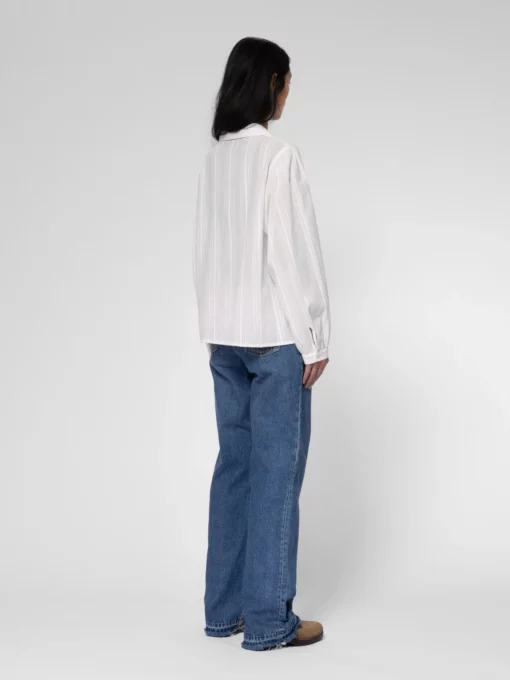 Nudie Jeans Edith Striped Dobby Blouse Offwhite