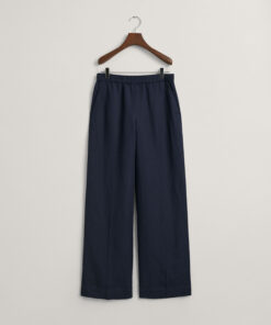 Gant Woman Linen Blend Pull On Pants Evening Blue