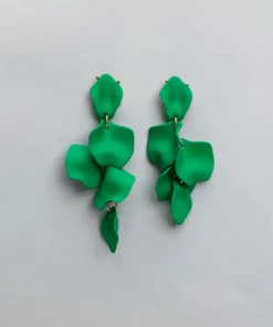 Bow19 Details Leaf Earrings Strong Green