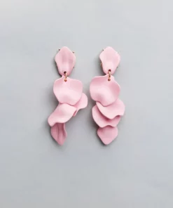Bow19 Details Leaf Earrings Light Pink