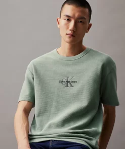 Calvin Klein Relaxed Waffle Monogram T-Shirt Slate Gray