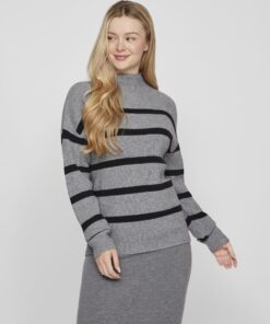 Vila Ril Mockneck Knit Medium Grey Melange