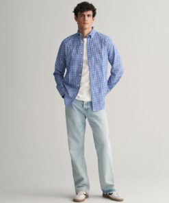 Gant Classic Poplin Gingham Shirt College Blue