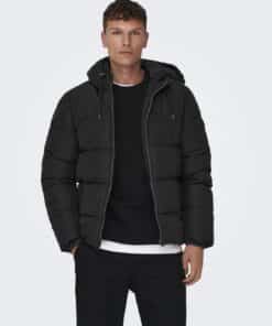 Only & Sons Melvin Life Hood Puffer Jacket Black