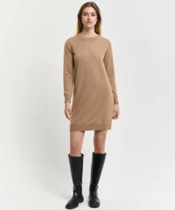 Gant Woman Superfine Lambswool Dress Caramel Beige