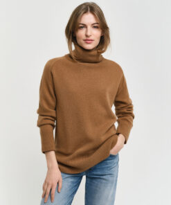 Gant Woman Herringbone Detail Rollneck Cocao Brown