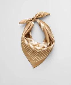 Gant Woman Monogram Border Silk Scarf Caramel Beige