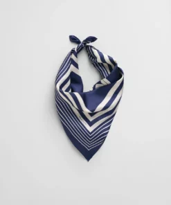 Gant Woman Monogram Border Silk Scarf Evening Blue